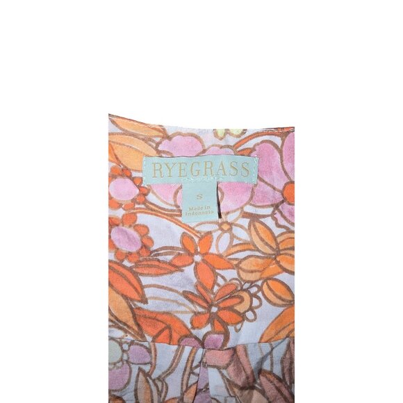 Floral Ruffle Sleeve Top By Ryegrass Small Orange & Pink - Picture 3 of 7